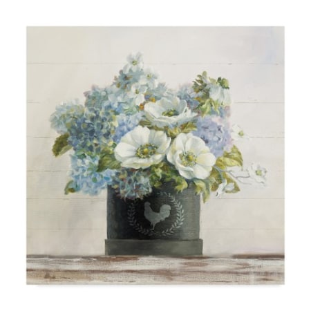 Danhui Nai 'Anemones In Hatbox Shiplap' Canvas Art,24x24